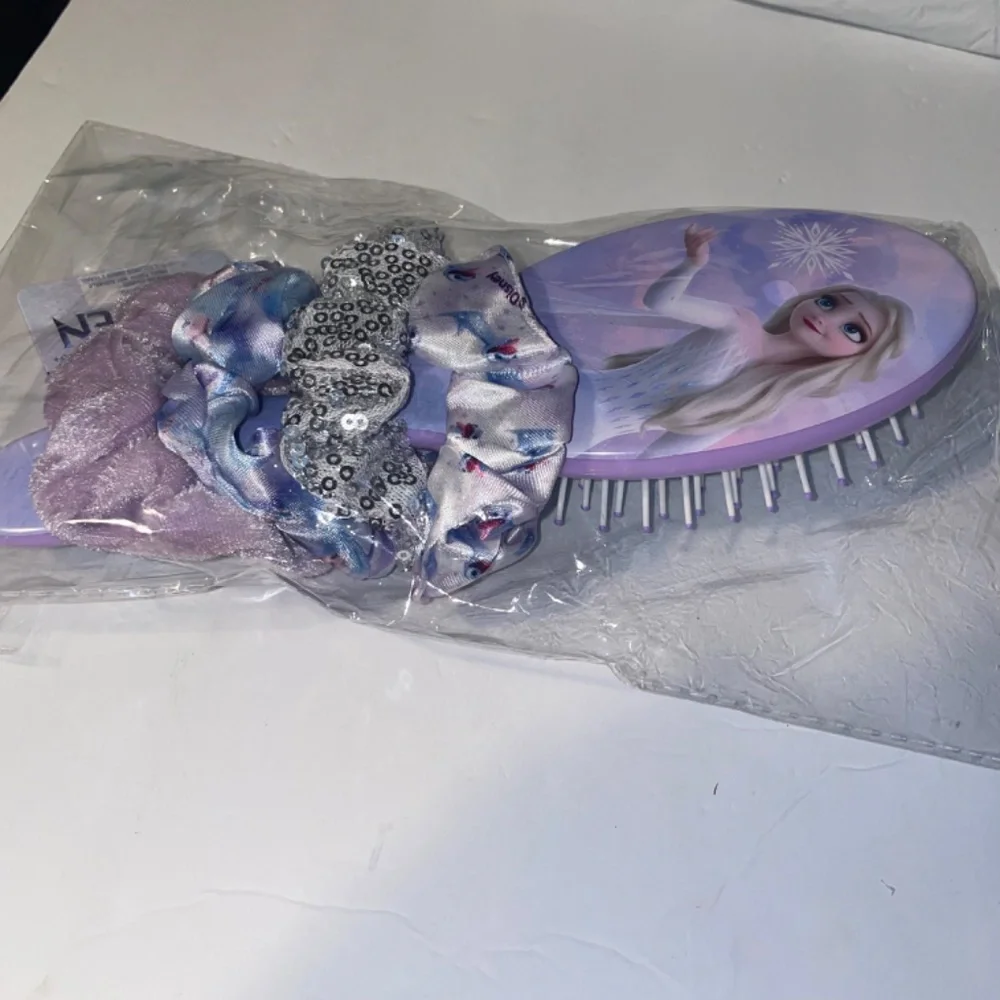 Frozen Princess Elsa Hair Brush For Girls Scrunchies & Detangling Brush 5 Pcs